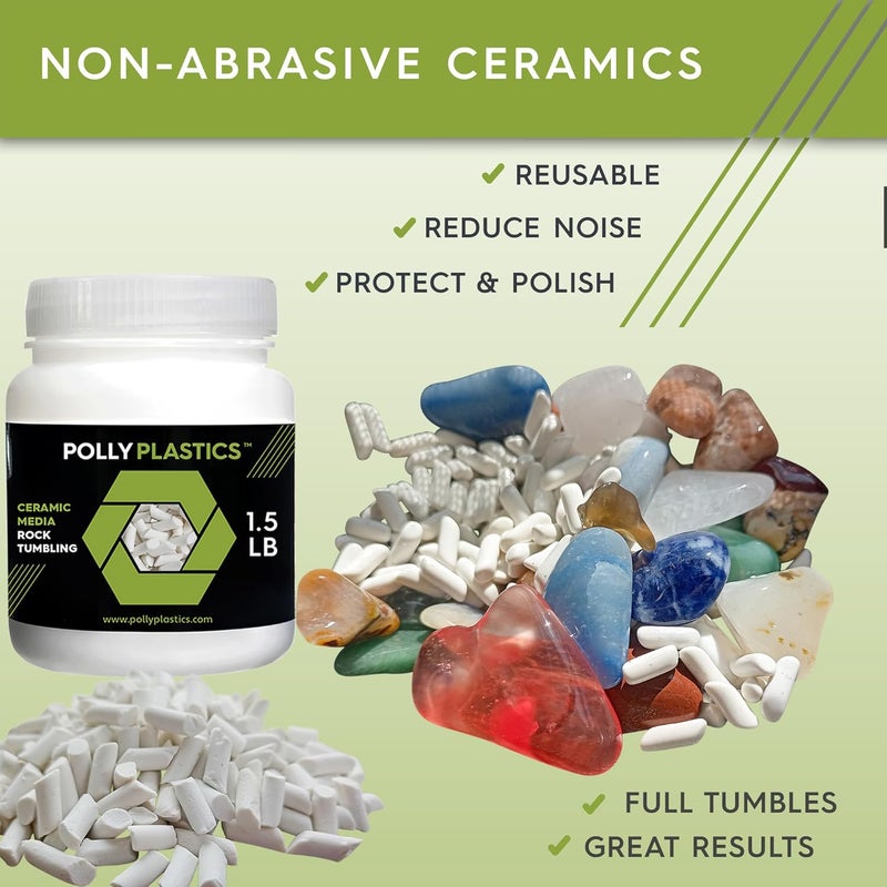 Polly Plastics Rock Tumbler Tumbling Media Grit Kit & Ceramic Filler - Image 4