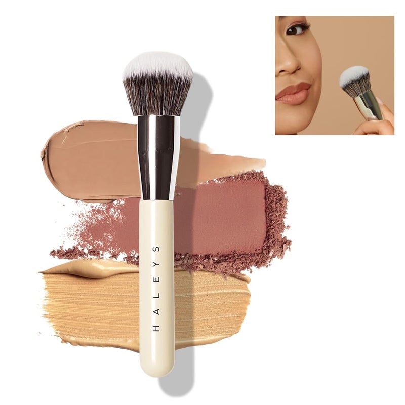 HALEYS HALEYS Kabuki Makeup Brush VEGANCRUELTYFREE Sustainable Wood Vegan Bristles for Airbrushed Finish For Creams Liquids Powder Streakfree Perfect Blending Buffs Blurs Smooths with Control 