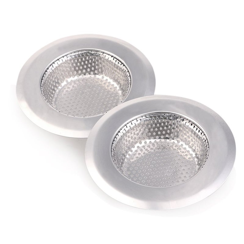 Nhsunray 2Pcs Stainless Steel Kitchen Sink Strainer Heavy-Duty Drain Filter Fit For Drain Filter For Kitchen Bathroom Basin Laundry Stop Hair Disposal Waste - Image 1