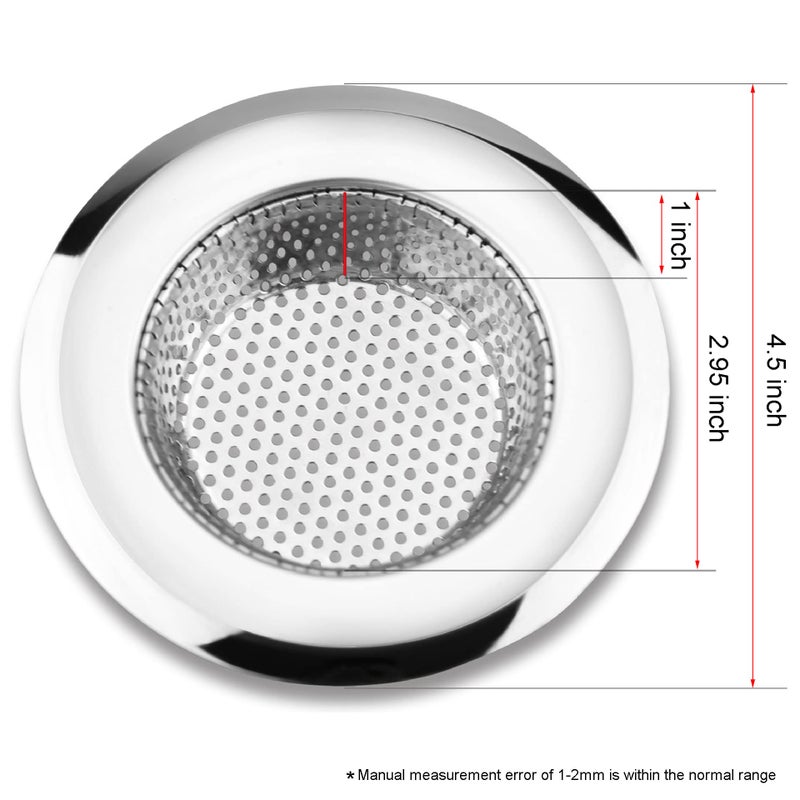 Nhsunray 2Pcs Stainless Steel Kitchen Sink Strainer Heavy-Duty Drain Filter Fit For Drain Filter For Kitchen Bathroom Basin Laundry Stop Hair Disposal Waste - Image 2