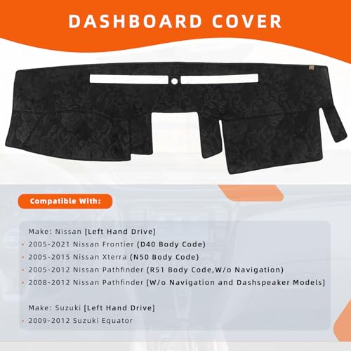 KEYOOG Dashboard Cover Dash Mat Fit for Nissan 20212005 Frontier1505 Xterra1205 Pathfinder Wo NAV 1209 Suzuki Equator Car Dash Board Mat AntiGlare CarpetNonSlip Pad Flannel - Image 3