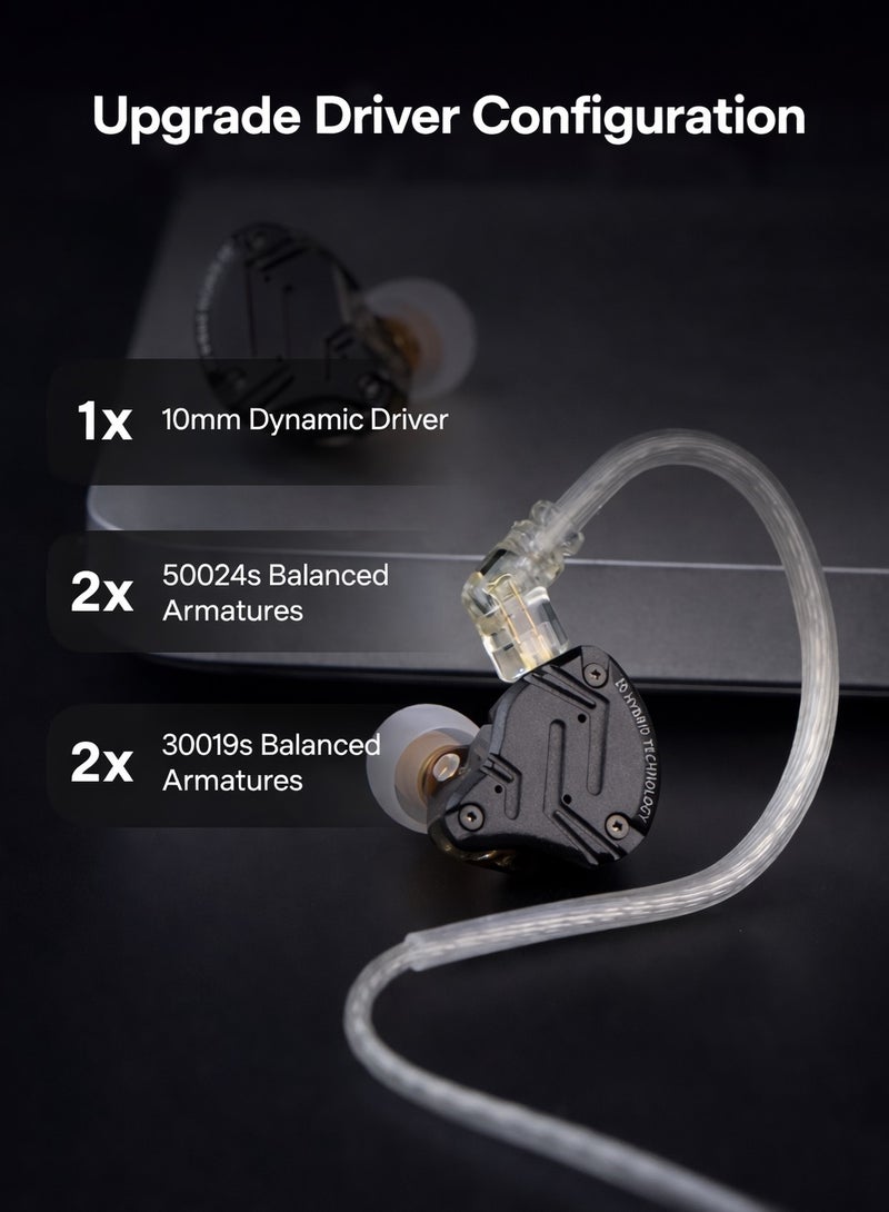 KZ ZS10 PRO X Upgraded 1DD+4BA Hybrid Driver HiFi in Ear Earphones IEM with Alloy Faceplate, Detachable Silver-Plated Recessed 2Pin Cable for Audiophile Musician DJ Stage (With Mic) - Image 4