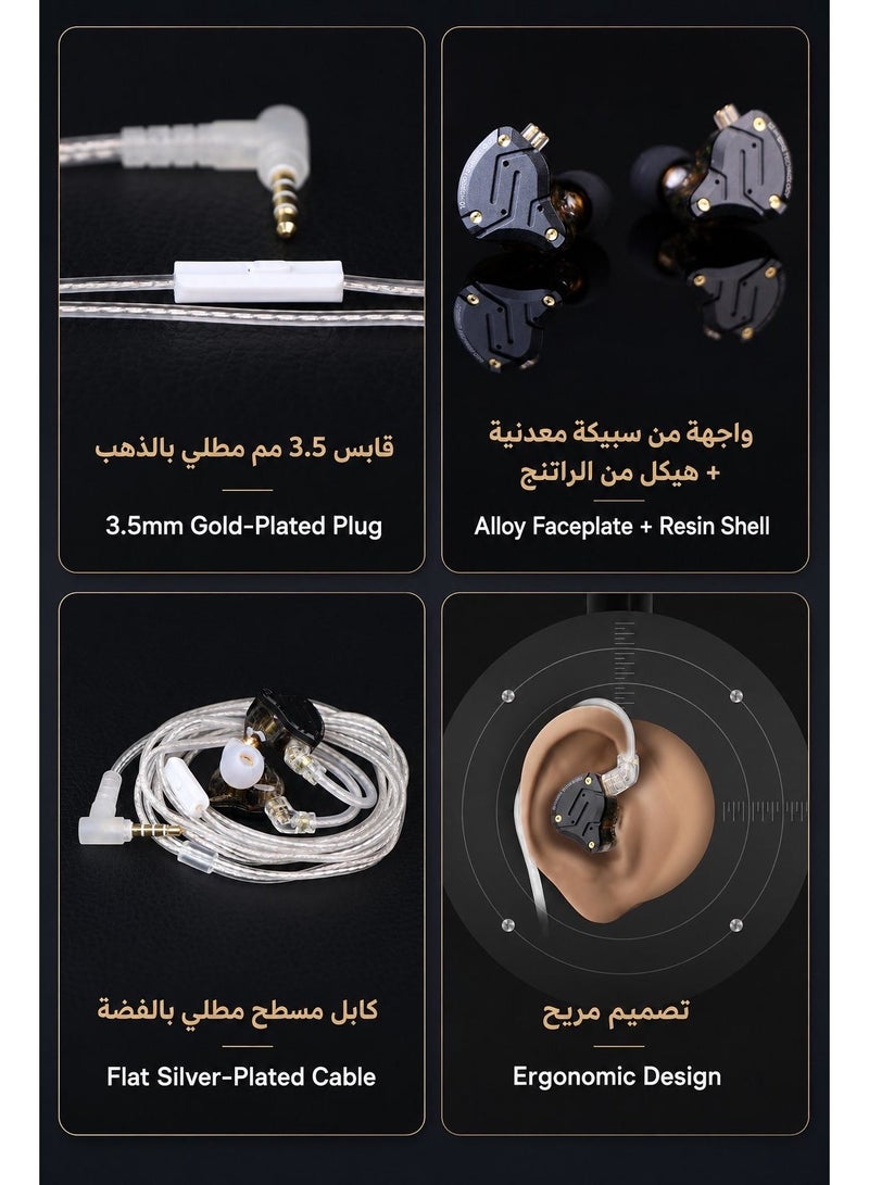 KZ ZS10 PRO X iem original Upgraded 1DD+4BA Hybrid Driver HiFi in Ear Earphones IEM with Alloy Faceplate, Detachable Silver-Plated Recessed 2Pin Cable for Audiophile Musician DJ Stage (With Mic) - Image 3