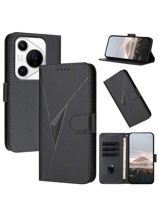 S-TOP Case For Huawei Pura 70 Pro / Pura 70 Ultra Triangle Pattern Buckle Clasp Leather Phone Case - Image 1
