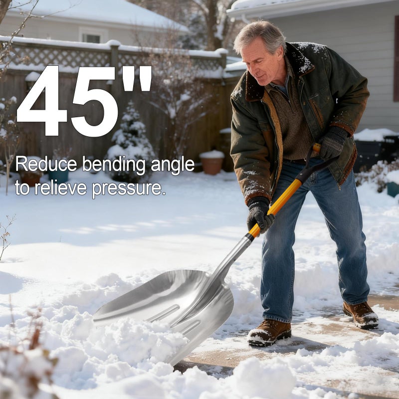 VNIMTI Aluminum Snow Shovel with D Handle Metal Snow Shovel for Driveway 45Inches 3.7 Pounds Transfer Shovel Shovel for Gardening, Orange - Image 5