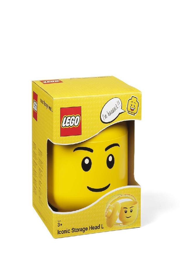 Room Copenhagen Lego Storage Head, Large, Boy, 9-1/2 x 9-1/2 x 10-3/4 Inches, Yellow (4032) - Image 3