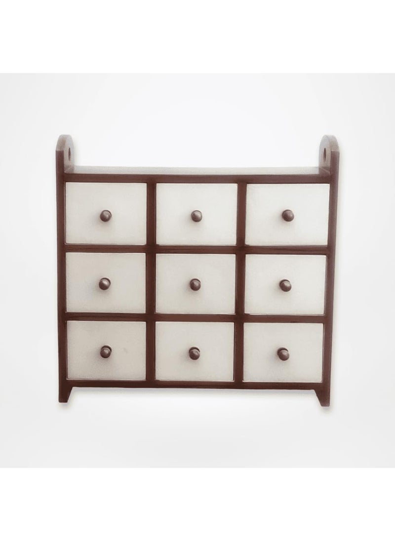 AD Artefacts AD Artefacts Wooden 9 Drawer Unit  - Image 1