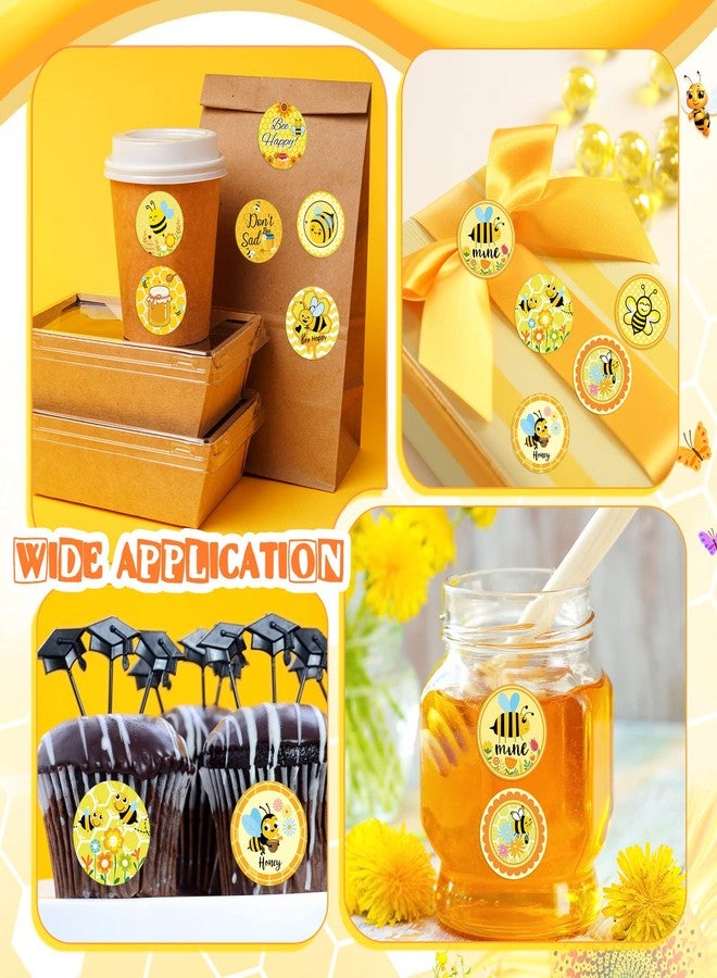 Teling 2 Rolls 1000 Pcs Summer Bee Themed Stickers 1 Inch Yellow Honey Bee Reward Decal Incentives Sticker Animal Theme Party Favor for Holiday Envelopes Water Bottle Scrapbook DIY Wedding Supplies - Image 3