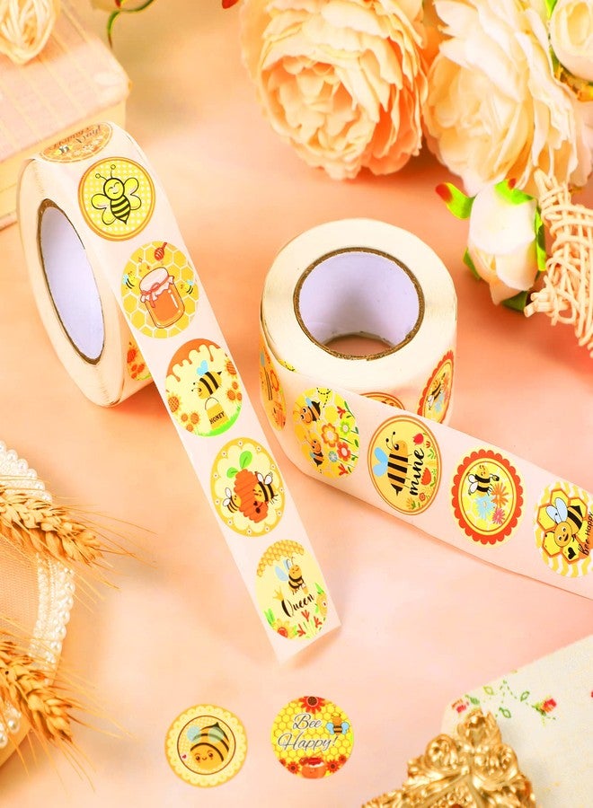 Teling 2 Rolls 1000 Pcs Summer Bee Themed Stickers 1 Inch Yellow Honey Bee Reward Decal Incentives Sticker Animal Theme Party Favor for Holiday Envelopes Water Bottle Scrapbook DIY Wedding Supplies - Image 5