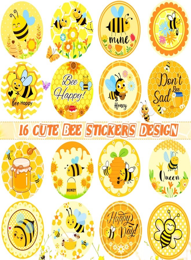 Teling 2 Rolls 1000 Pcs Summer Bee Themed Stickers 1 Inch Yellow Honey Bee Reward Decal Incentives Sticker Animal Theme Party Favor for Holiday Envelopes Water Bottle Scrapbook DIY Wedding Supplies - Image 2