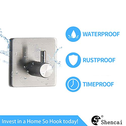 Caitang Self Adhesive Hooks Wall Coat Hooks Heavy Duty Wall Hanger Hanging for Robe, Kitchen Bathroom Waterproof Stainless Steel Hooks Ultra Strong Self Metal Key Towel Hooks -4 Packs - Image 3