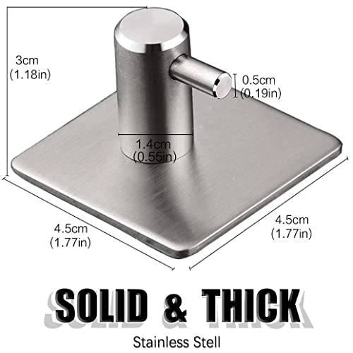 Caitang Self Adhesive Hooks Wall Coat Hooks Heavy Duty Wall Hanger Hanging for Robe, Kitchen Bathroom Waterproof Stainless Steel Hooks Ultra Strong Self Metal Key Towel Hooks -4 Packs - Image 2
