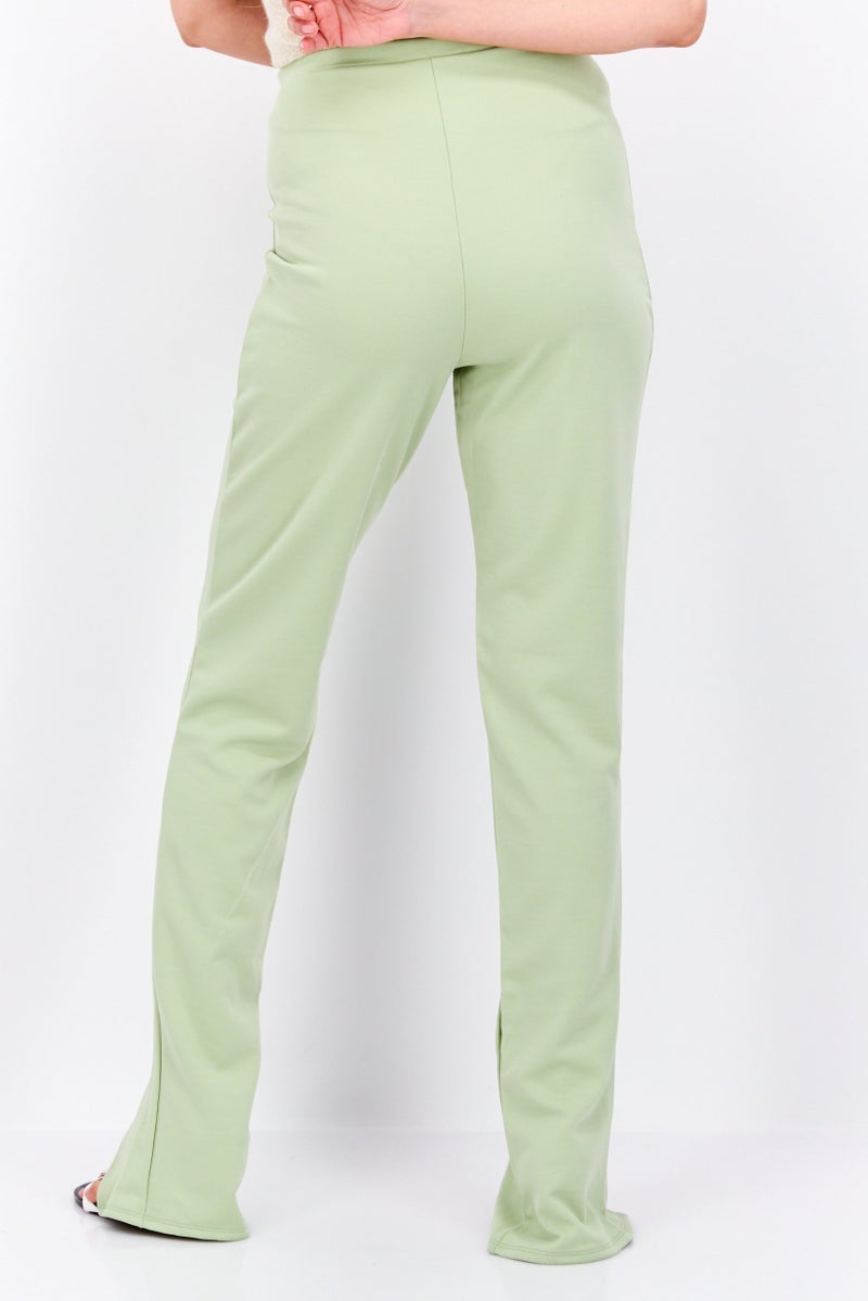 Flounce Club Women  Regular Fit Solid Pants, Light Green  - Image 2