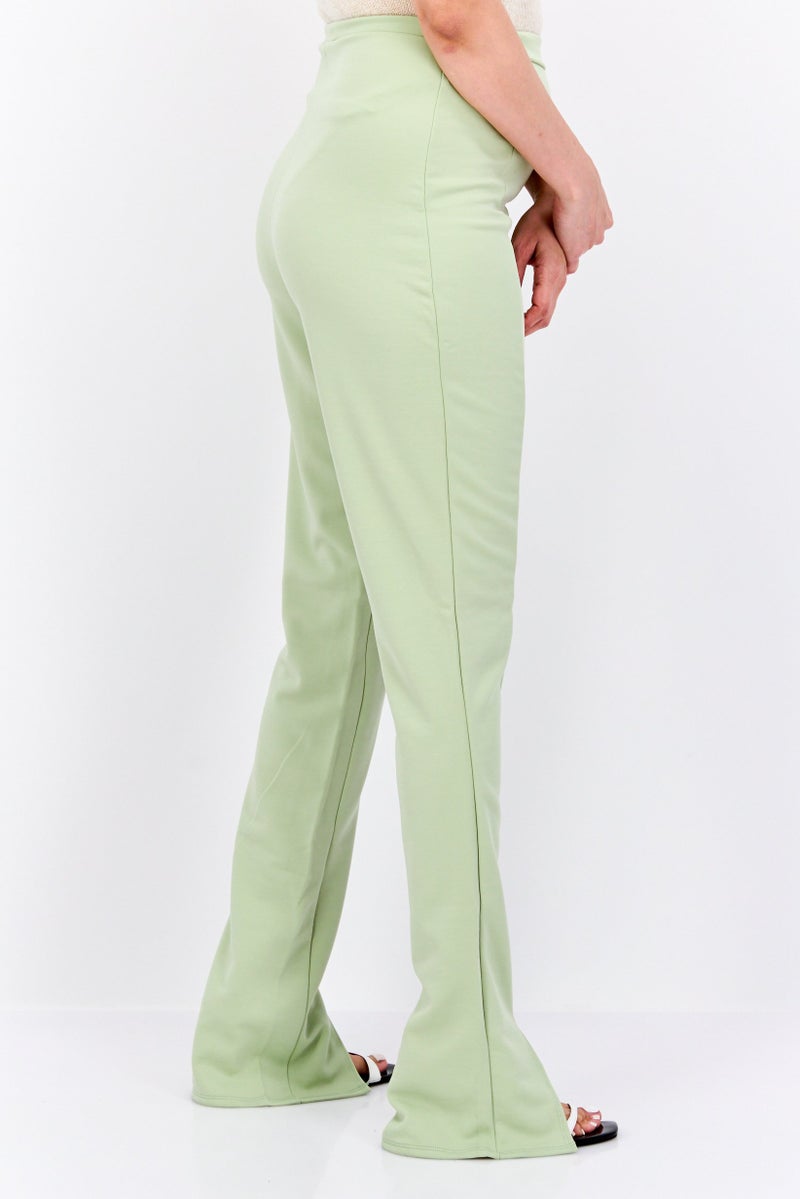 Flounce Club Women  Regular Fit Solid Pants, Light Green  - Image 4