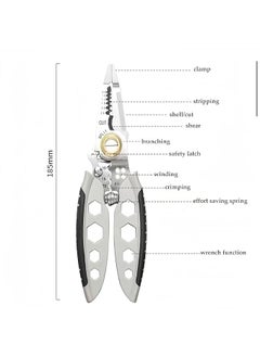 Wrixty Wrixty 7 Inch Multifunctional Wire Stripper Professional Tool Gift Electrician Crimping Pliers for Wire Stripping Cable Cutters Hand Tools  - Image 2