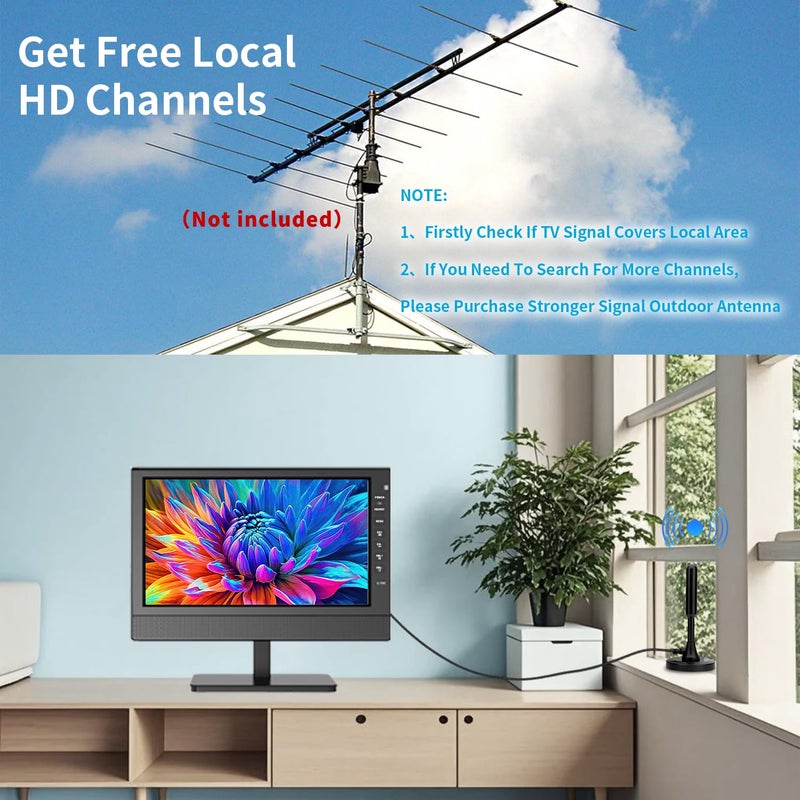 Jexiop 12â€Portable Flat Screen TV,Small TV with Digital Tuner-HDMI-USB-Headphone Jack-AC/DC-12V Input-Use Kitchen-Caravan and Monitor - Image 3