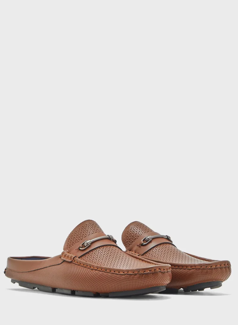 Robert Wood Faux Leather Moccasin Mules