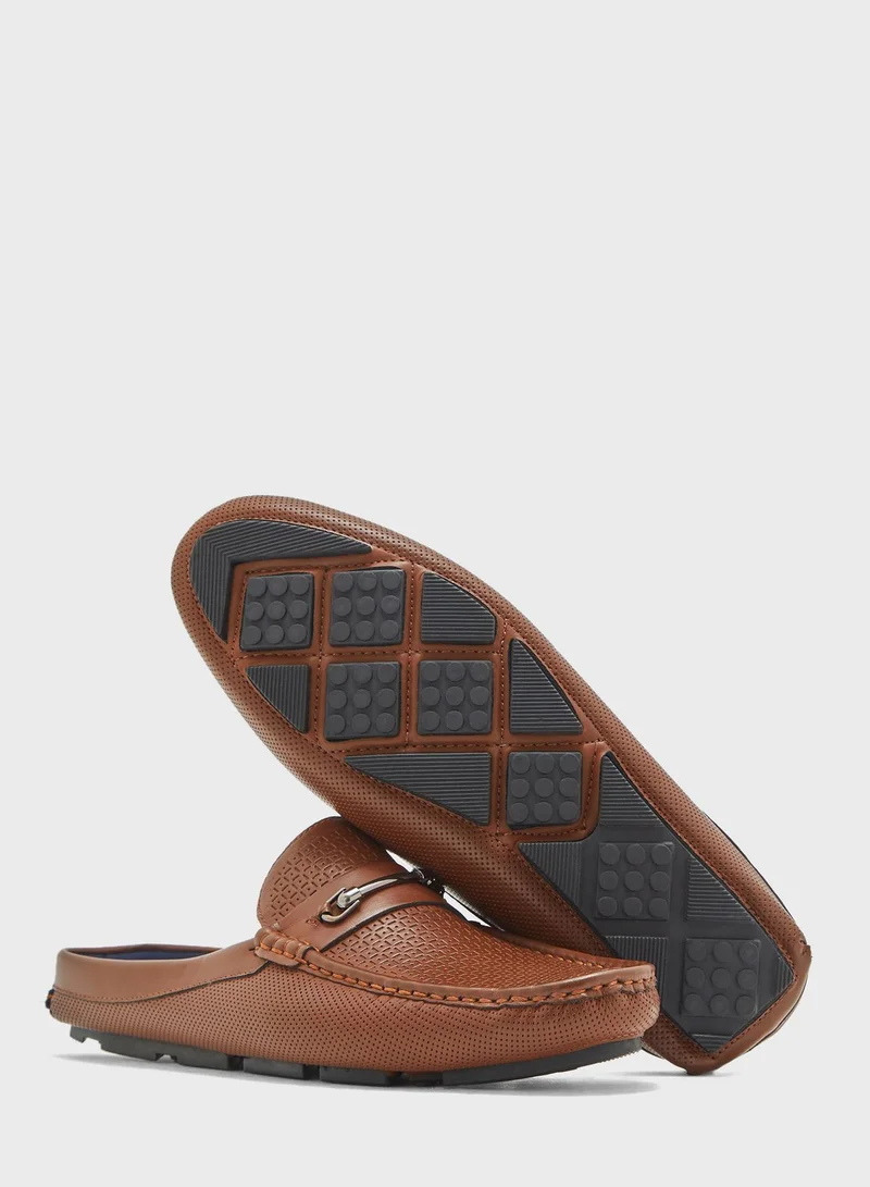 Robert Wood Faux Leather Moccasin Mules