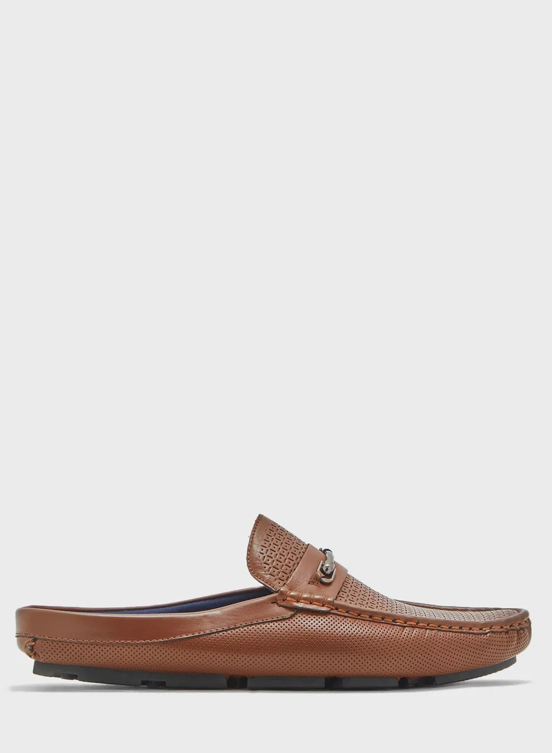 Robert Wood Faux Leather Moccasin Mules