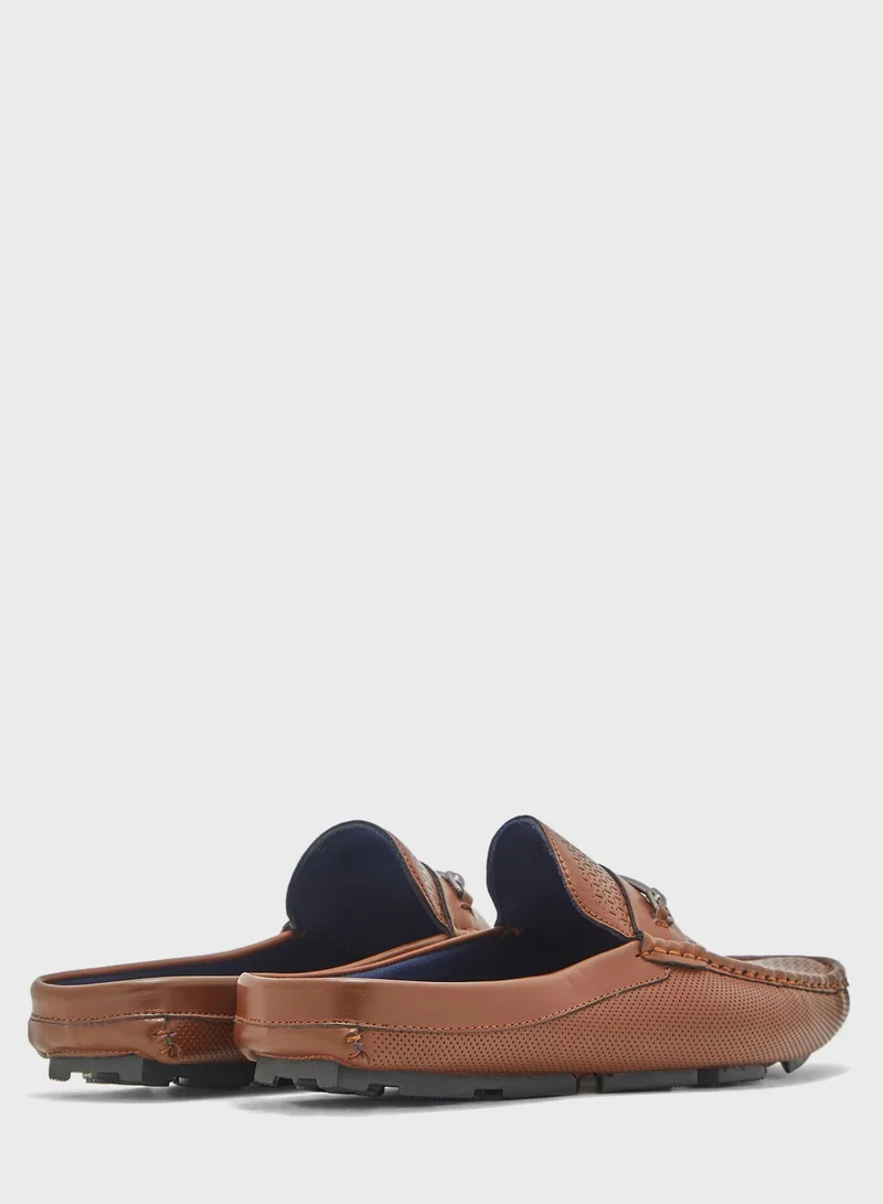Robert Wood Faux Leather Moccasin Mules