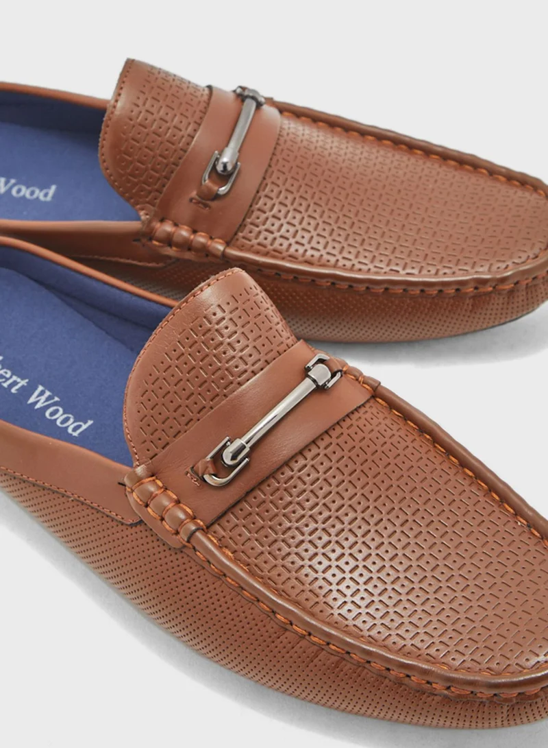 Robert Wood Faux Leather Moccasin Mules