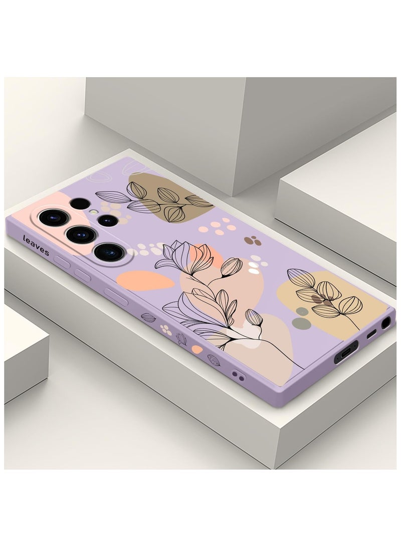 for Samsung Galaxy S23 Ultra Case, for Galaxy S23 Ultra Case Flowers Butterfly Anti Slip Shockproof Flexibility Soft Silicone Protector Phone for Samsung Galaxy S23 Ultra Case-Morandi Purple - Image 2