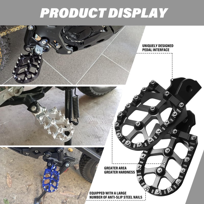 JXPANG Upgraded Electric Dirt Bike Foot Pegs, Anti-Slip CNC Pedals Rests For Surron Light Bee X and S/CRF250F 19-24/CRF150F CRF230F 03-19/KDX200 83-94/E Ride Pro S SS SR/XR150L 15-24 (Black) - Image 4