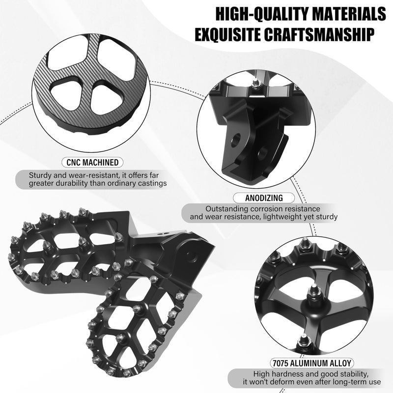 JXPANG Upgraded Electric Dirt Bike Foot Pegs, Anti-Slip CNC Pedals Rests For Surron Light Bee X and S/CRF250F 19-24/CRF150F CRF230F 03-19/KDX200 83-94/E Ride Pro S SS SR/XR150L 15-24 (Black) - Image 2
