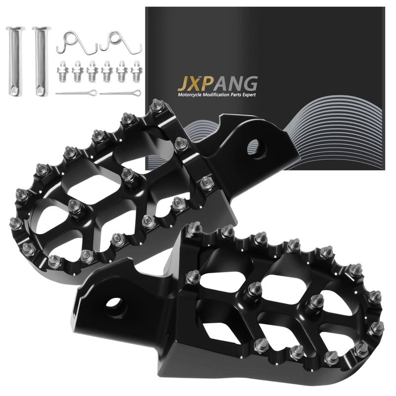JXPANG Upgraded Electric Dirt Bike Foot Pegs, Anti-Slip CNC Pedals Rests For Surron Light Bee X and S/CRF250F 19-24/CRF150F CRF230F 03-19/KDX200 83-94/E Ride Pro S SS SR/XR150L 15-24 (Black) - Image 1