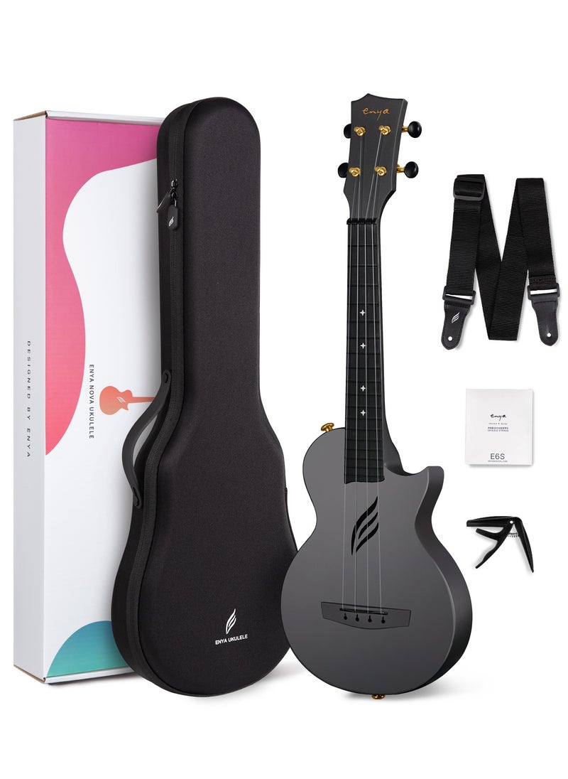 enya Enya Concert Ukulele Nova U 23’’ Carbon Fiber Travel Ukulele with Beginner Kit includes case, strap, capo and strings  - Image 1