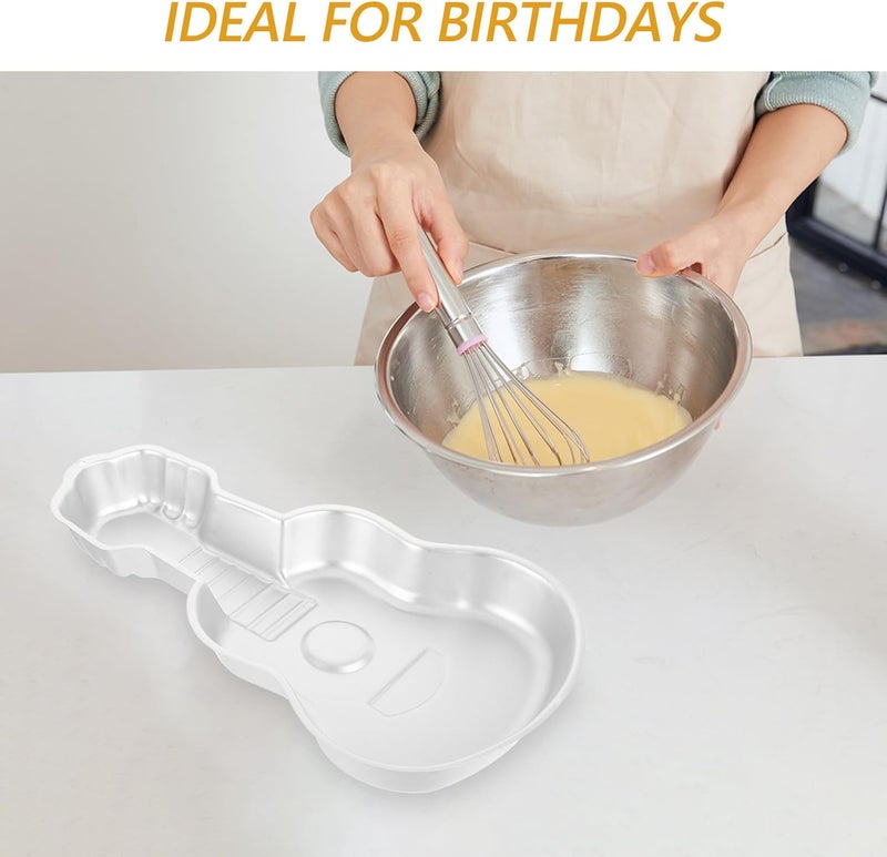 Guitar Shaped Cake Pan Aluminum Non-stick 3d Baking Mold DIY Birthday Cake Mold Reusable Bakeware for Party and Family Use - Image 5