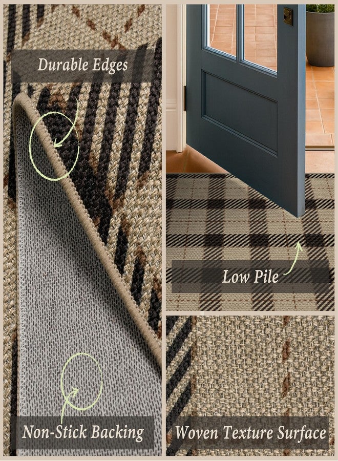 JTJ Easy Jute Neutral 3x5 Entry Rug, Buffalo Plaid Outdoor Mat for Front Door, Washable Rugs for Entryway Indoor, Patio, Living Room, Non Slip Farmhouse Checkered Black and Beige Layering Carpet - Image 5