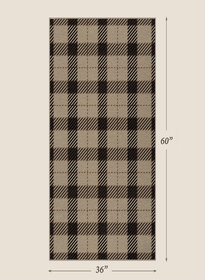 JTJ Easy Jute Neutral 3x5 Entry Rug, Buffalo Plaid Outdoor Mat for Front Door, Washable Rugs for Entryway Indoor, Patio, Living Room, Non Slip Farmhouse Checkered Black and Beige Layering Carpet - Image 2