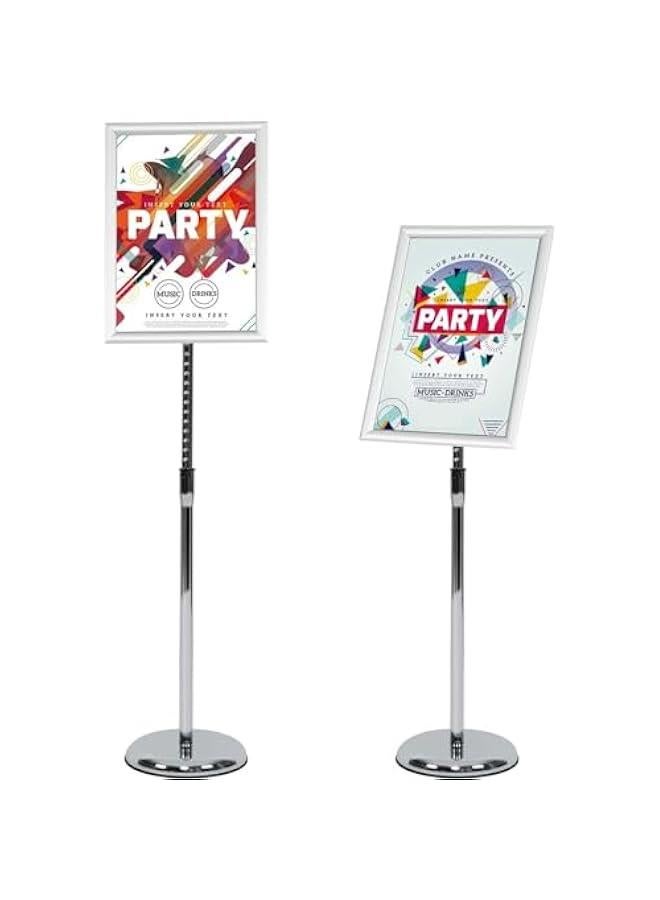 TRASSLE Pedestal Sign Stand, Adjustable Aluminum Floor Standing Sign Holder for Poster, Menu, Ads, Sales, Notice Display Stand Holder - Image 1