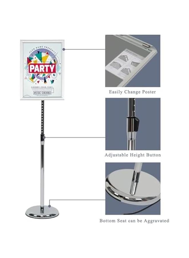 TRASSLE Pedestal Sign Stand, Adjustable Aluminum Floor Standing Sign Holder for Poster, Menu, Ads, Sales, Notice Display Stand Holder - Image 4