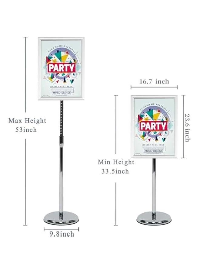 TRASSLE Pedestal Sign Stand, Adjustable Aluminum Floor Standing Sign Holder for Poster, Menu, Ads, Sales, Notice Display Stand Holder - Image 3