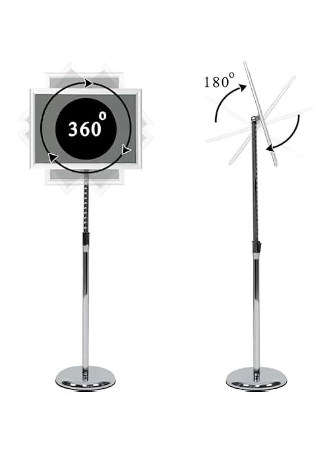 TRASSLE Pedestal Sign Stand, Adjustable Aluminum Floor Standing Sign Holder for Poster, Menu, Ads, Sales, Notice Display Stand Holder - Image 2
