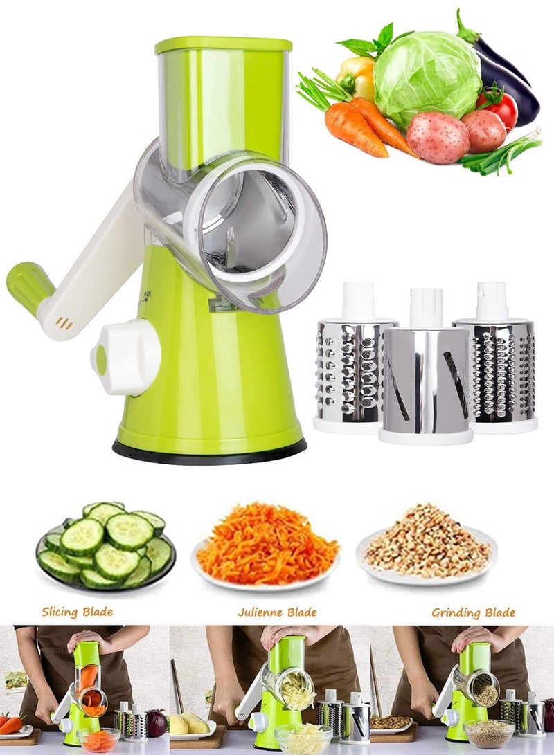 QUTOOB Manual Tabletop Multifunctional 3 in 1 Rotary Shredder Slicer Grinder for Vegetable, Cheese, Fruits, Meat, Nut, Salad Preparations, Cucumber, Potato Carrot, Slice Veg and Fruits In A Jiffy With Ease  - Image 1