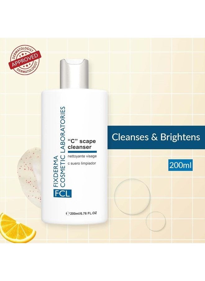 FIXDERMA COSMETIC LABORATORIES - FCL 2% Vitamin C Face Wash, C Scape Cleanser for Gentle Exfoliation and Brightening | Cleanser Face Wash For Unevenly Pigmented Skin | Dark Spot Cleanser for Face - 6.76 Fl Oz - Image 1