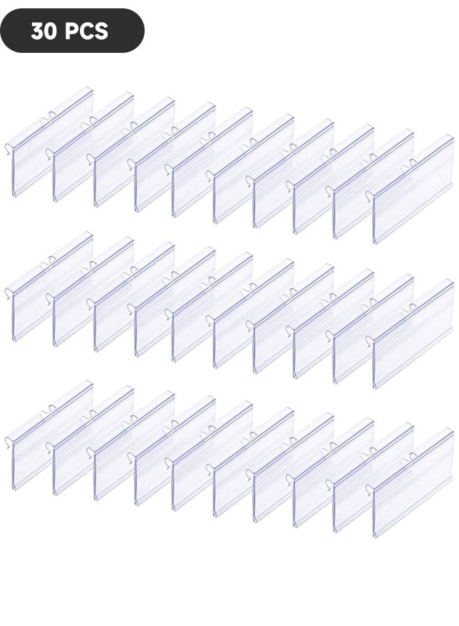 30-Piece Clear Plastic Label Holders, Basket Labels Clip On Labels for Storage Bins, Merchandise Sign Display Holder for Supermarket Shop (8*4.2*3cm) - Image 1