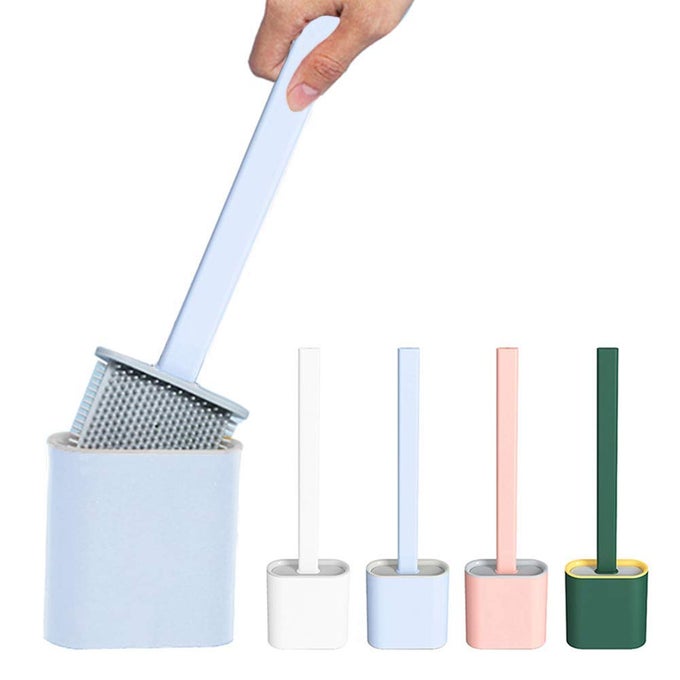 SILICONE TOILET BRUSH WITH BATHROOM TOILET CLEANING BRUSH AND HOLDER 1 PEICE WITH BOX PACKING RANDOM COLOUR