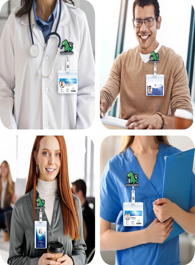 BEZTN Funny Dinosaur Badge Reel for Nurse Doctor Medical Worker Nursing Student, Cute Acrylic T-Rex Pediatric Nurse Badge Holder with Alligator Clip, Retractable 24" Durable Nylon Cord - Image 2
