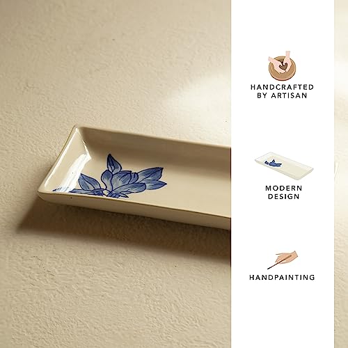 Ellementry Magnolia Ceramic Serving Platter for Serving and Organizing, Platter for Kitchen, Coffee Table & Dining Room Table, Food-Safe Tray for Gifting & Home Decor - Image 3