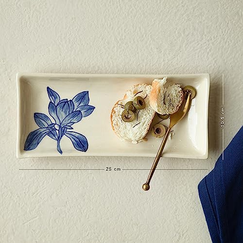 Ellementry Magnolia Ceramic Serving Platter for Serving and Organizing, Platter for Kitchen, Coffee Table & Dining Room Table, Food-Safe Tray for Gifting & Home Decor - Image 4