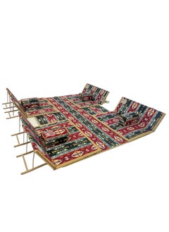 Albawadi Arabic Camping Floor Carpet Folding Mat Sets with 4 Folding Chair Pillows  - Image 1