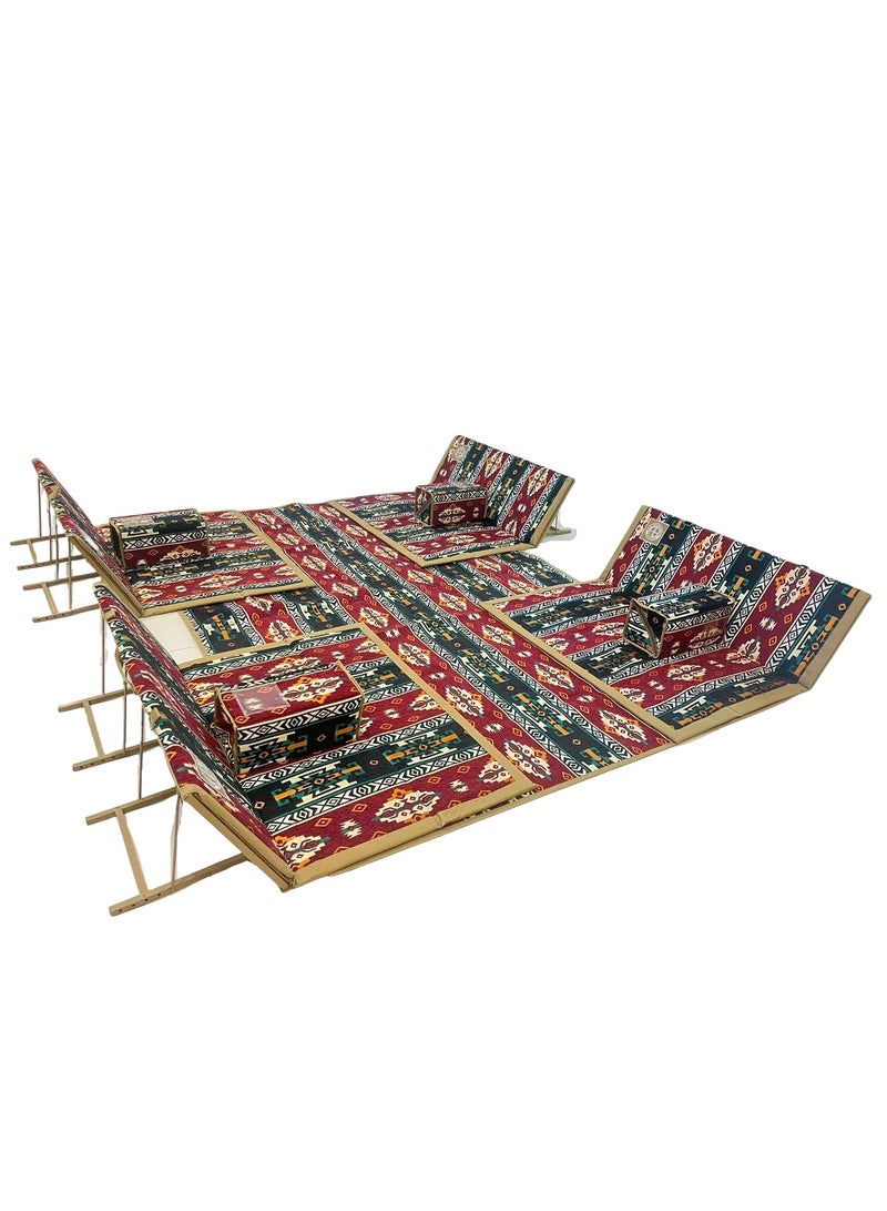 Albawadi Arabic Camping Floor Carpet Folding Mat Sets with 4 Folding Chair Pillows - Image 1