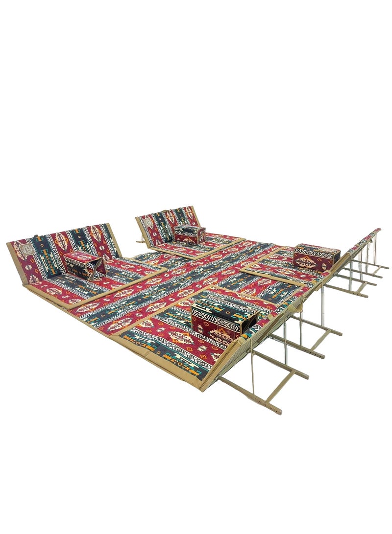 Albawadi Arabic Camping Floor Carpet Folding Mat Sets with 4 Folding Chair Pillows - Image 4