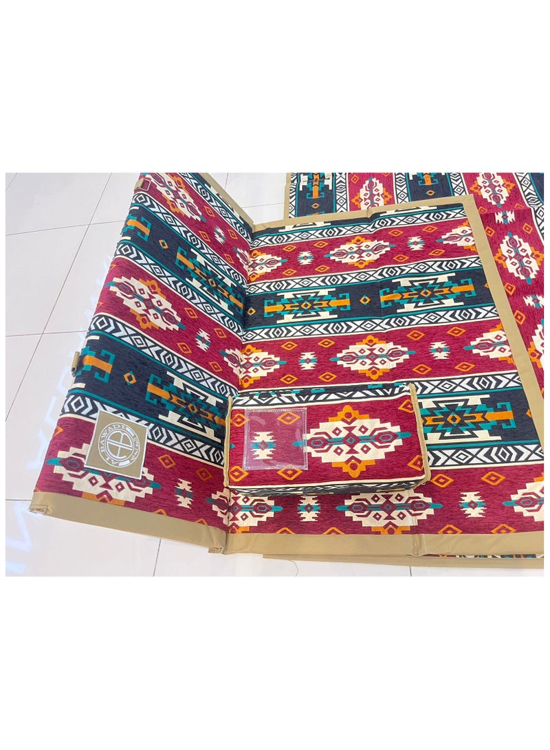 Albawadi Arabic Camping Floor Carpet Folding Mat Sets with 4 Folding Chair Pillows - Image 3