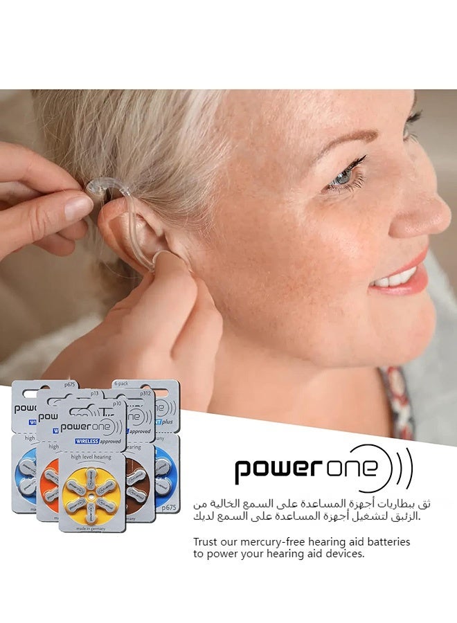 باور ون 3 بطاقات (3 × 6 = 18 قطعة) بطاريات سماعات الأذن P675، بطارية زنك هواء 1.45 فولت - Image 5