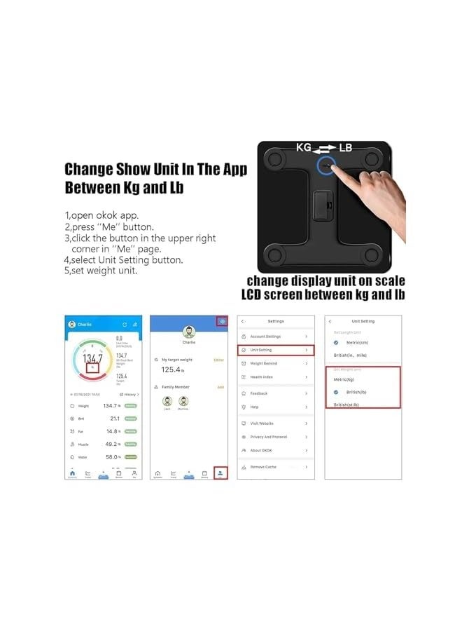 PROMASS Smart Body Fat Scale with Wi-Fi & Bluetooth, Digital Bathroom Scale LED Display, Smartphone App, Body Fat Weight Scale,Heart Rate, Body Fat, BMI, Muscle & Bone Mass, Weighting Scale (Black) - Image 4